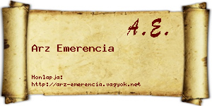 Arz Emerencia névjegykártya